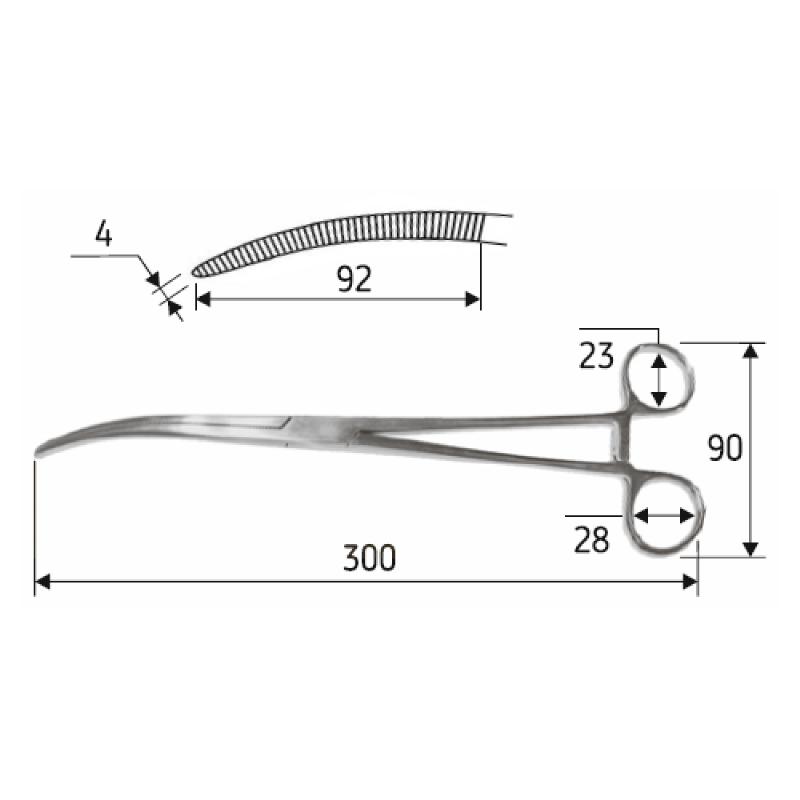 Затискач судинний зігнутий, Rochester Pean, 30 см, J-17-116.Surgicon
